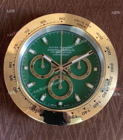 Buy Replica Rolex Daytona Wall Clock For Sale - Green Dial Gold Case